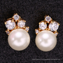 accessoires de mariée femmes oreille 18 k or perle boucle d&#39;oreille pour le cadeau de fête des mères